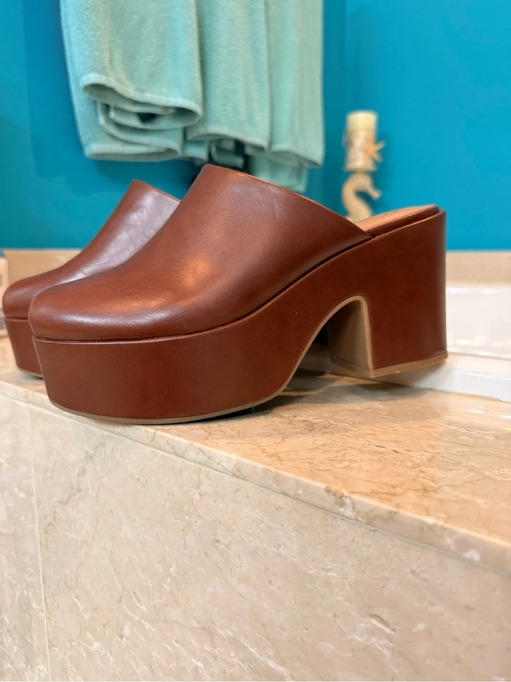 a new day Brown Platform Mule Clogs